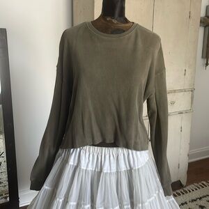 Forever 21 Cropped and Boxy Hi-Lo Thermal Cotton Top - FINAL SALE